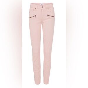 Paige Crop Zip Skinny Jeans- Pink